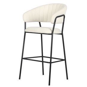 14 Banqueta Alta Mara Rivatti 107,50 cm -Altura- Estofado em Boucle OffWhite e Base em Aco Pintada a Po.jpg
